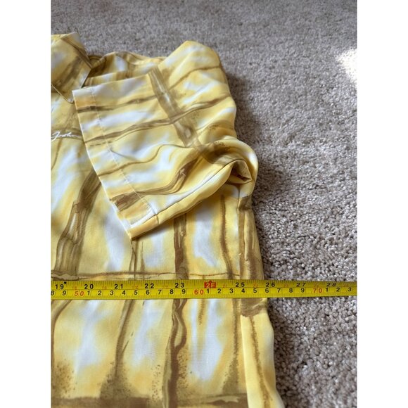 VTG‎ Sean John Men's Yellow Short Sleeve Button Up Logo Shirt Size XXL Collar - Picture 5 of 7